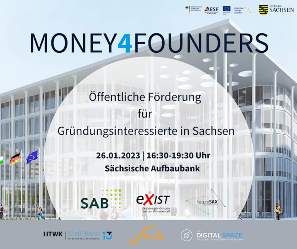 Money4Founders am 26.01.: Öffentliche Förderung für Gründungsinteressierte in Sachsen!